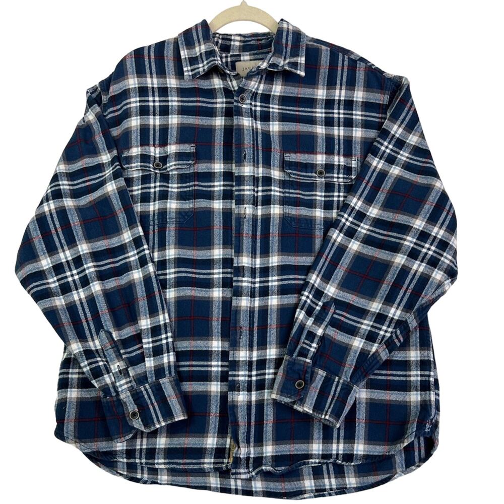 JACHS Shacket Mens XL Blue Plaid Long Sleeve - Picture 1 of 9